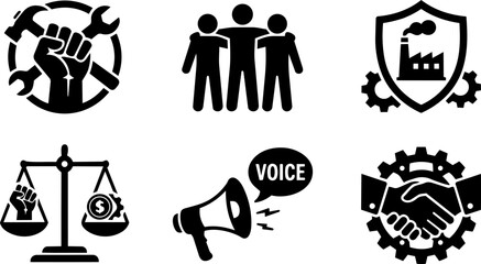 Obraz premium Labor Union and Industry Icons Set