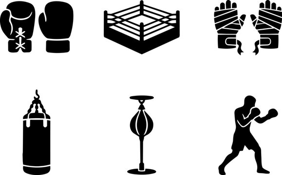 Boxing and Combat Sports Icons Set