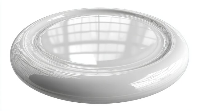 Elegant white ceramic plate with wavy rim texture on minimalist gray background. Modern tableware design, artistic dinnerware, and home decor concept.