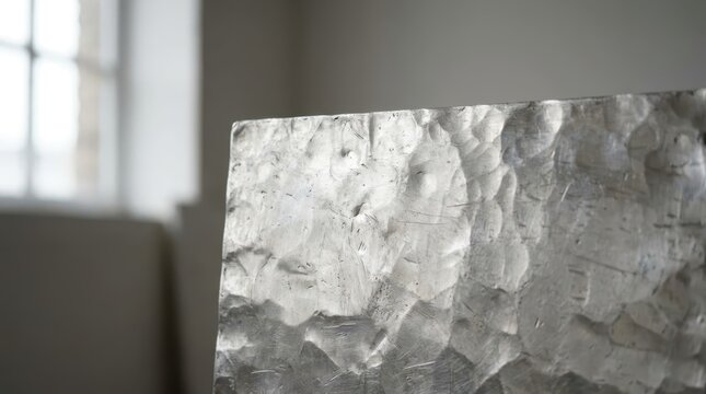 Raw Hammered Silver Texture with Tool Marks Under Diffused Light