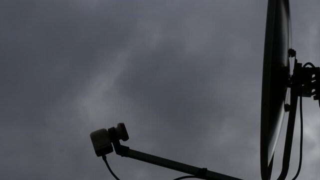 Digital Satellite Receiving Equipment. Internet Communication TV Satellite Antenna. Digital Technology Working in Extreme Weather.