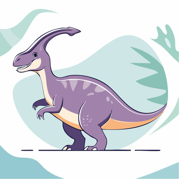 Cute Purple Parasaurolophus Dinosaur Illustration