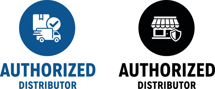 Authorized Distributor Badge Icons for Business Certification and Logistics Branding