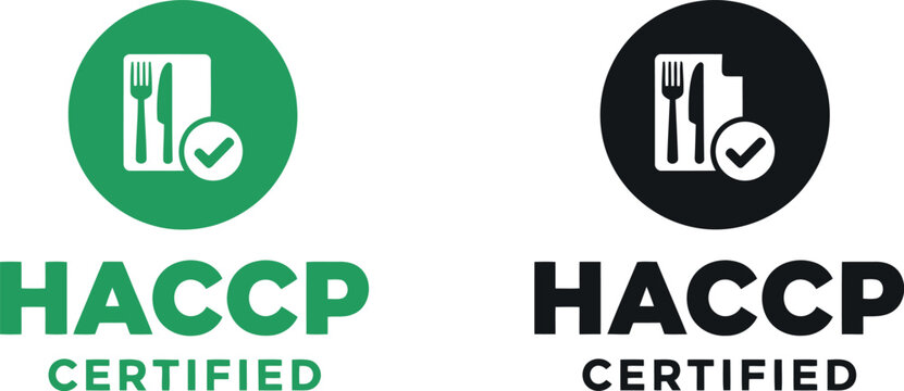 HACCP Certified Badge Icons for Food Safety, Quality Assurance, and Compliance Labels in Green and Black