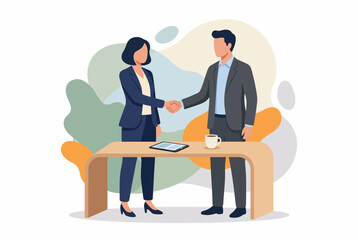 Fototapeta premium Business Partners Shaking Hands Across Desk After Successful Meeting