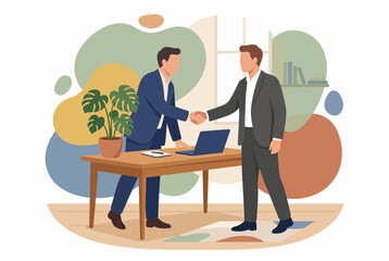 Fototapeta premium Business Partners Shaking Hands Over Desk After Meeting Agreement