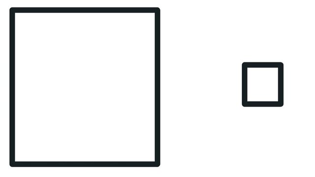 Two frames or rectangles are reduced and enlarged simultaneously.