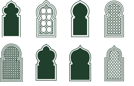 Collection of islamic window and arch designs with islamic architecture window design middle eastern building element ornate window pointed arch cusped arch traditional design middle east