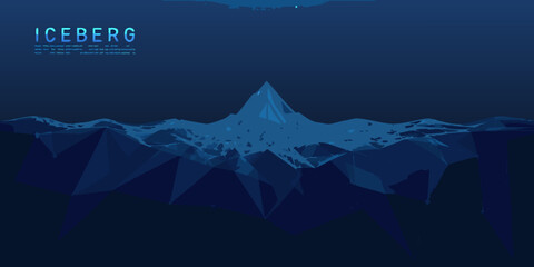 polygonal iceberg illustration with a dark blue gradient and geometric shapes © Lalin