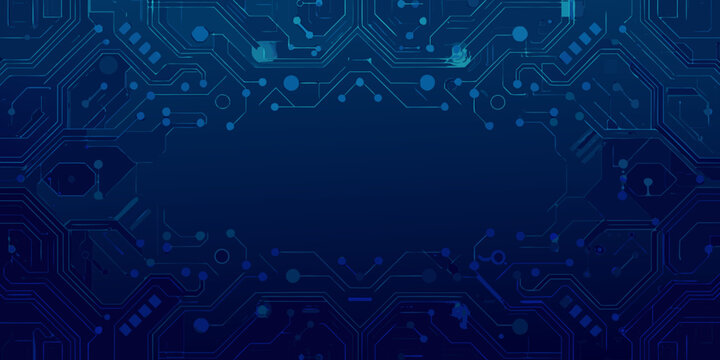 abstract circuit board pattern with hexagonal shapes and blue glowing lines