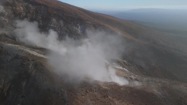 Aerial Tongariro Steam Vents Volcanic Slope Fumaroles New Zealand