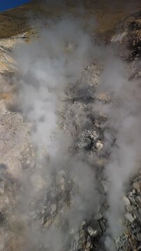 Vertical Aerial Tongariro Sulphur Crater Fumarole Close Up New Zealand