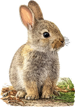 Oryctolagus cuniculus illustration art
