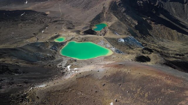 Aerial Tongariro Emerald Lakes Volcanic Craters New Zealand