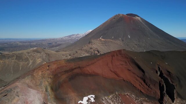 Aerial Tongariro Red Crater Ridge Mount Ngauruhoe Wide New Zealand