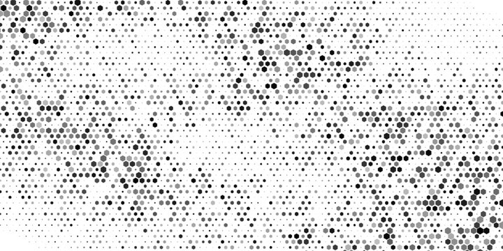 Black and white abstract halftone pattern with hexagon shape for modern background and design element. Editable graphic resource. Vector illustration