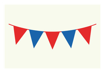 Obraz premium Red and blue triangle bunting flags on a string
