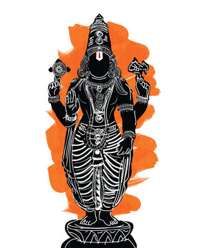 Tirupati Balaji Hindu God Silhouette Style Stock Art