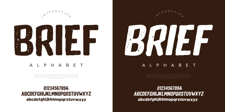 Brief alphabet font vintage textured block sans serif display vector typography design