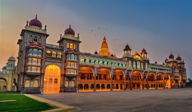India, Karnataka, Mysore, Maharaja&rsquo;s Palace at night, 3 March 2026