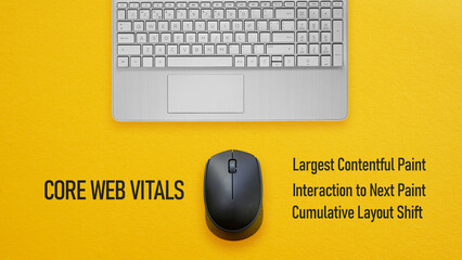 Core Web Vitals CWV Performance Metrics with Largest Contentful Paint LCP, Interaction to Next Paint INP and Cumulative Layout Shift CLS for SEO and Website Optimization © Andrii
