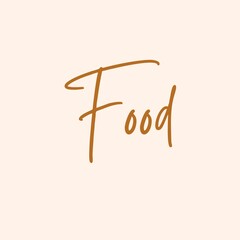 Fototapeta premium Elegant handwritten typography design featuring the word food in a brown script style