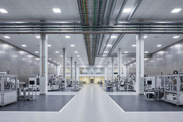 Obraz premium Modern laboratory and technical research facility interior with clean high tech equipment