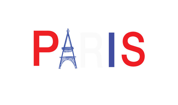 Paris red white blue color text font calligraphy hand written france europa city travel eiffel paris sign symbol vacation tourism trip holiday beautiful eiffel tower paris landmark happy capital eifel