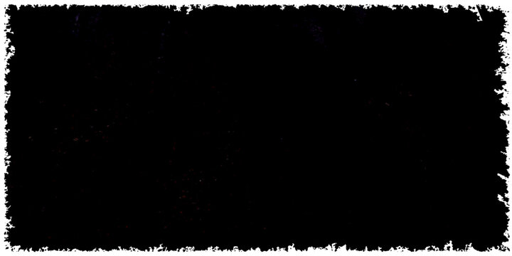 Black grunge border frame with dirty ink splatter texture on a vintage black and white background