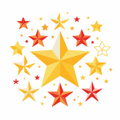 Obraz premium Collection of Golden and Red Stars on White Background
