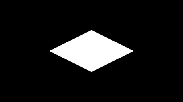 Diamond Shape Film Matte Overlay increasing and decreasing size Animation. Rhombus element Film Frame. Geometric rhomb design symbol border. 4K Seamless loop.