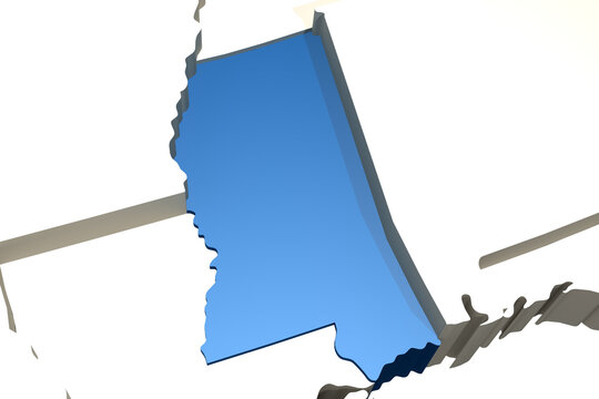 Mississippi states of USA map 3D rendering