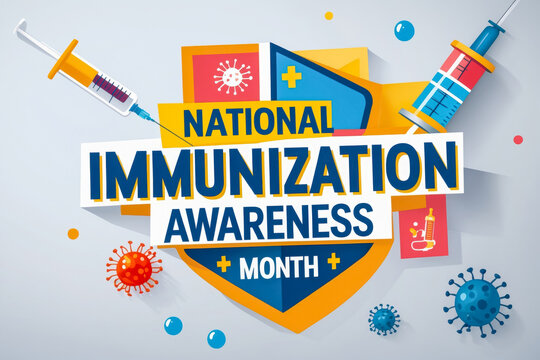 Banner poster national immunization awareness month vaccination viruses and infections AI Generative