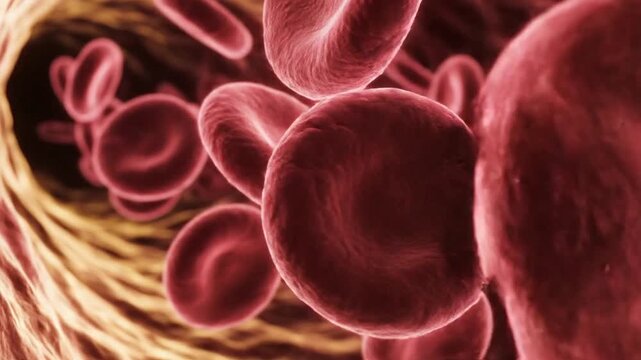 Blood Cell Flowing Through Vascular Channel Demonstrating Circulation in Dynamic Micro Scene