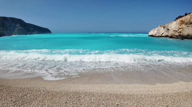 Amazing Panorama of Lefkada Coastline near Porto Katsiki beach, Ionian Islands, Greece