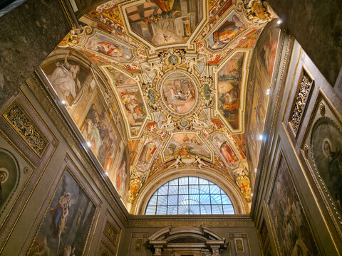 Frescoed Ceiling of Contarelli Chapel in Church of San Luigi dei Francesi Rome Italy