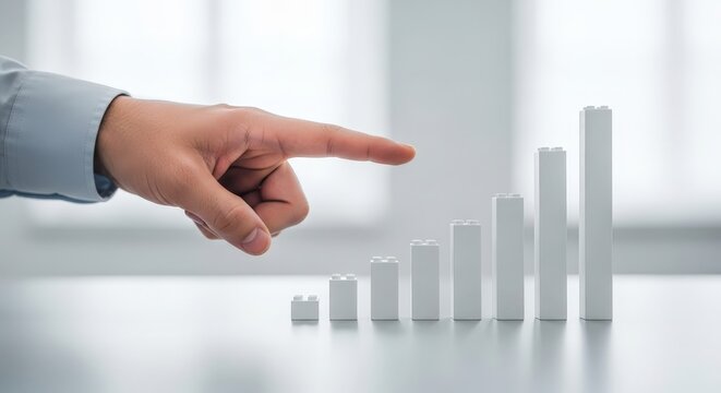 Business growth visualization with ascending bar chart model financial