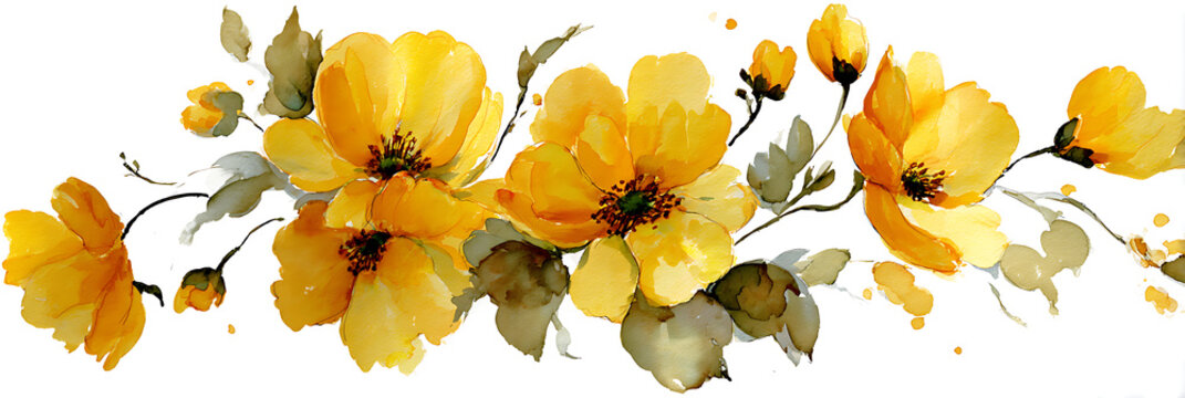 Elegant yellow floral design, watercolor style, evoking feelings of tranquility and natural beauty Von olga