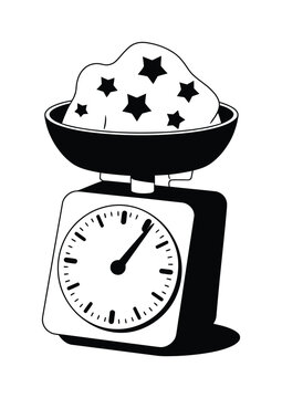 Black and White Scale with Stars Vector Illustration