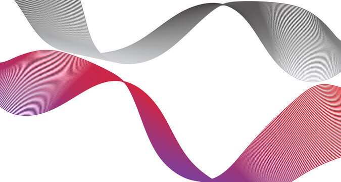 Dynamic flowing ribbons, abstract wave design, modern graphic element, vibrant gradient and grayscale color scheme, elegant visual communication asset isolated PNG with Transparent Background