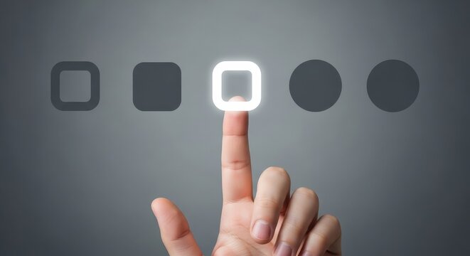 Interactive touch-screen navigation button selection touchscreen highlight gray