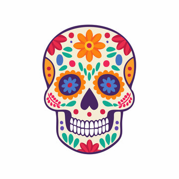 Day of the Dead Sugar Skull with Floral Decorations