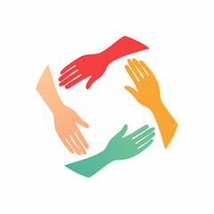 Obraz premium Diverse Hands Reaching Inward in Unity
