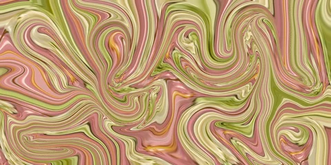 Fototapeten Fraktale Wellen Abstract marble swirl background with pink, green, cream, fluid, texture tones forming psychedelic flowing waves and organic digital art pattern design.  © Muhammad lutfi