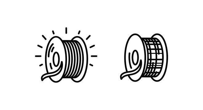 Two spool icons representing 3D printing filament: one glowing in the dark and the other showing rainbow color-changing properties with filament printing changing material technology