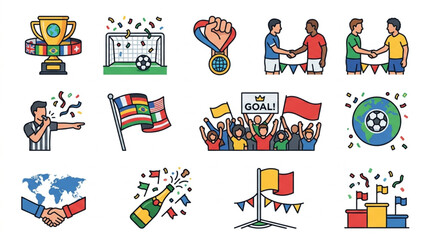 Collection of Soccer and Sports Icons and Symbols. © Gian