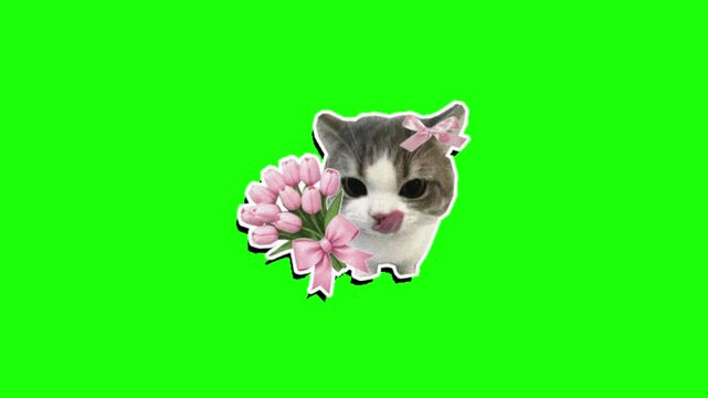 Green screen Sticker animation motion graphic with chroma key clip template 4k Background. Easy removed green screen. High resolution. Ultra High Definition, 4k video.