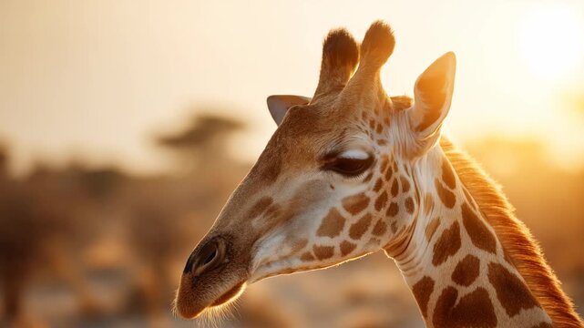 Giraffe wildlife portrait in african savanna