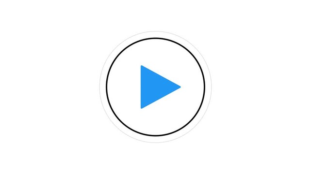 Blue Play Button Icon Animation on White Background