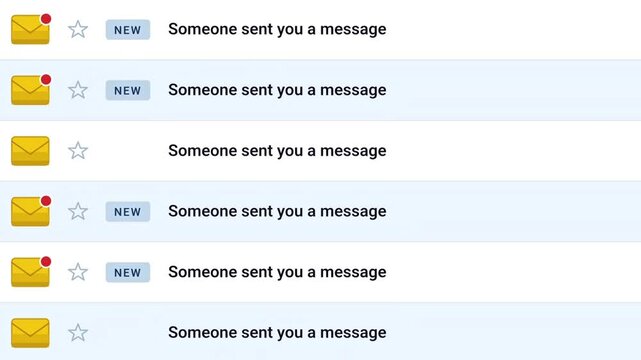 Digital communication messages email inbox notification alerts appearing and disappearing